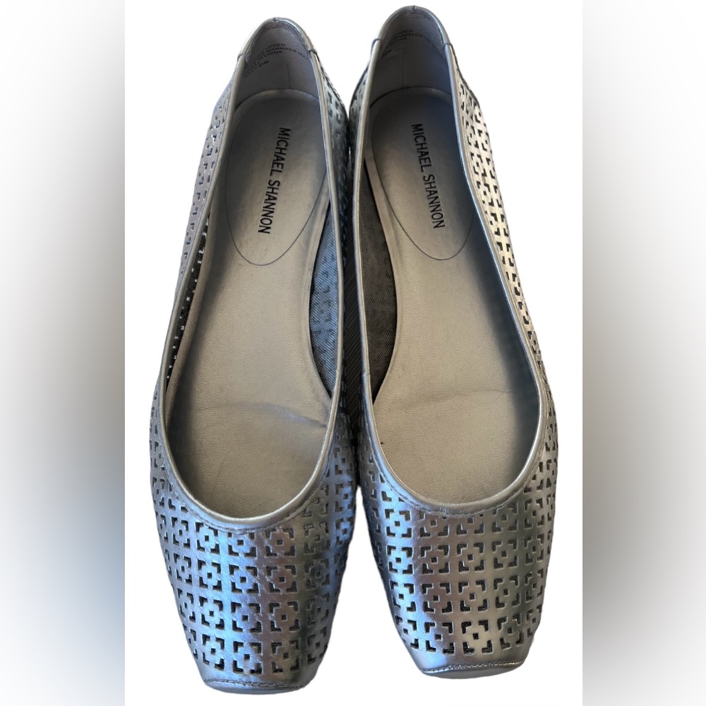 Michael Shannon Dilly Silver Metallic Ballet Flats - image 1